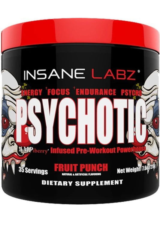 psychotic .pre workout, (215Gm, fruit punch)