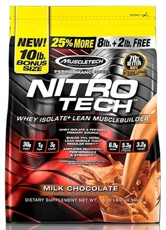 muscletech- nitrotech, lean whey protein. ( 10lbs - milk chocolate)